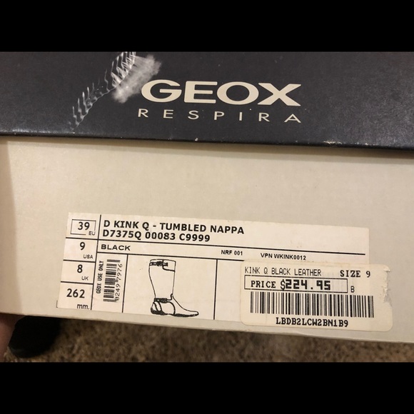 Brand New Geox Waterproof Black Distressed Leather Tall Boots - Picture 6 of 6